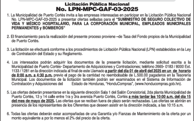 AVISO DE LICITACIÓN PÚBLICA “SUMINISTRO DE SEGURO COLECTIVO DE VIDA Y MÉDICO HOSPITALARIO, PARA LA CORPORACIÓN MUNICIPAL, EMPLEADOS MUNICIPALES PERMANENTES y BOMBEROS”